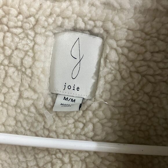 Joie Brown &Cream Shearling suede Vest Gorpcore oversized medium #737 - Picture 2 of 8